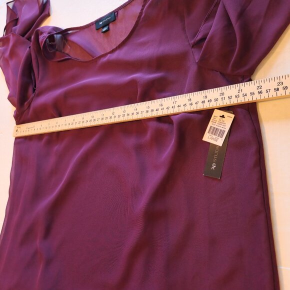 New AB Studio top Women's large Tulip sleeves Sheer fairy breezy lightweight - Picture 5 of 16